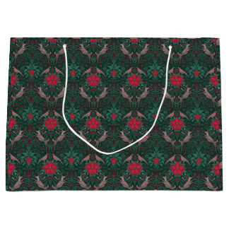 William Morris Reindeer Christmas Damask Large Gift Bag
