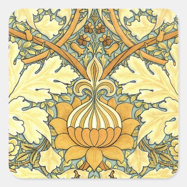 William Morris rich floral pattern Square Sticker (Front)