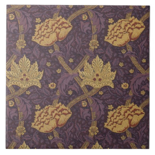 William Morris Rich Plum Colored Windrush Ceramic Tile