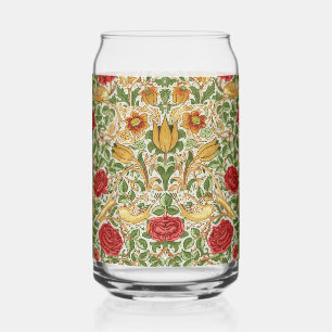 William Morris Rose & Birds Chintz Red Can Glass