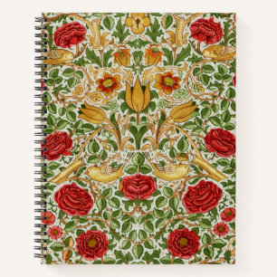 William Morris Rose & Birds Chintz Red Notebook