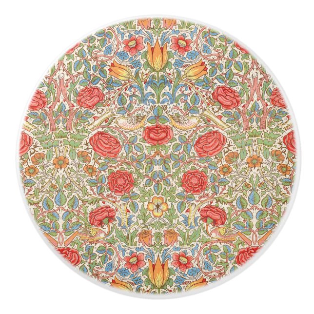 William Morris "Rose" Ceramic Knob (Front)