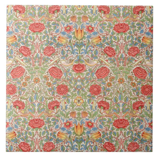 William Morris "Rose" Ceramic Tile (Front)