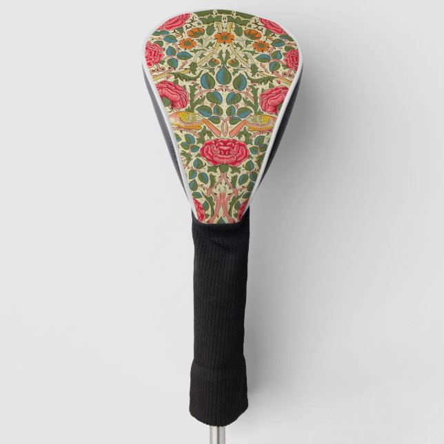 William Morris Rose Floral Chintz Pink Golf Head Cover (Front)