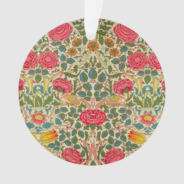 William Morris Rose Floral Chintz Pink Ornament (Front)