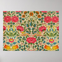 William Morris Rose Floral Chintz Pink