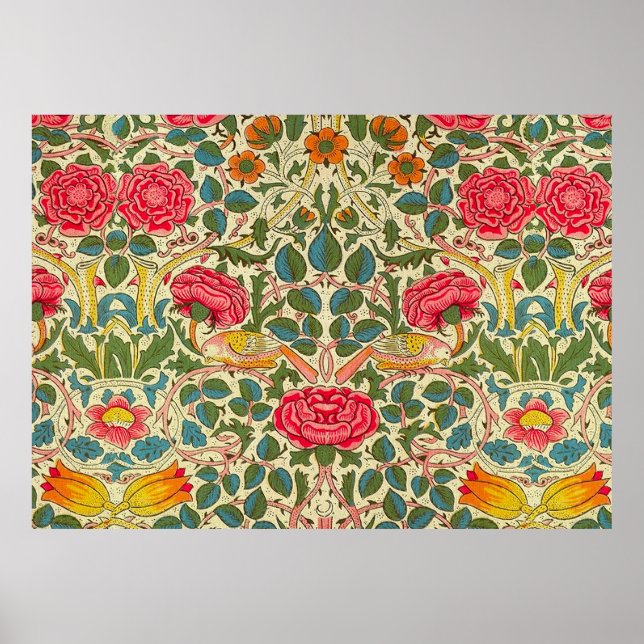William Morris Rose Floral Chintz Pink Poster (Front)