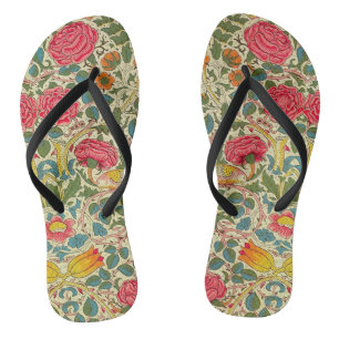 William Morris Rose Floral Chintz Pink Thongs