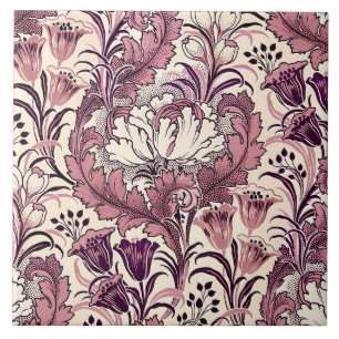 William Morris Rose Gold Cream Floral Pattern Ceramic Tile