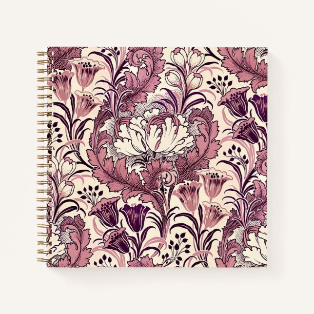 William Morris Rose Gold Cream Floral Pattern Notebook (Front)