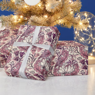 William Morris Rose Gold Cream Floral Pattern Wrapping Paper