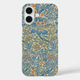 William Morris Rose & Thistle Floral Blue iPhone 16 Case