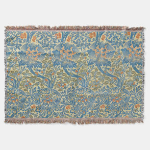 William Morris Rose & Thistle Floral Blue Throw Blanket