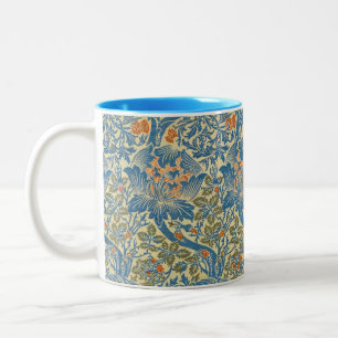 William Morris Rose & Thistle Floral Blue Two-Tone Coffee Mug