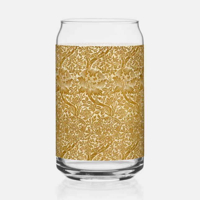 William Morris Rose & Thistle Floral Golden Can Glass (Front)