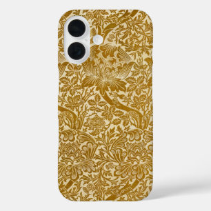 William Morris Rose & Thistle Floral Golden iPhone 16 Case