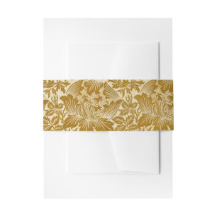 William Morris Rose & Thistle Floral Golden Invitation Belly Band