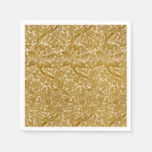 William Morris Rose & Thistle Floral Golden Napkin