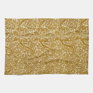 William Morris Rose & Thistle Floral Golden Tea Towel