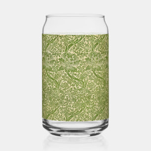 William Morris Rose & Thistle Floral Green Can Glass