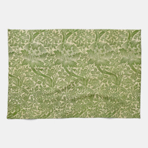 William Morris Rose & Thistle Floral Green Tea Towel