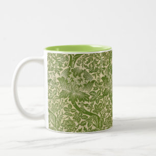 William Morris Rose & Thistle Floral Green Two-Tone Coffee Mug