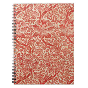 William Morris Rose & Thistle Floral Red Notebook