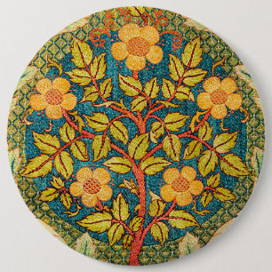 William Morris Rose Wreath: Classic Arts & Crafts 6 Cm Round Badge
