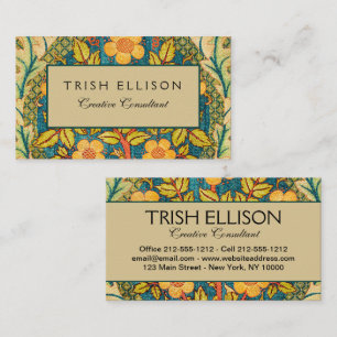 William Morris Rose Wreath: Classic Arts & Crafts  Business Card