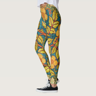 William Morris Rose Wreath: Classic Arts & Crafts Leggings