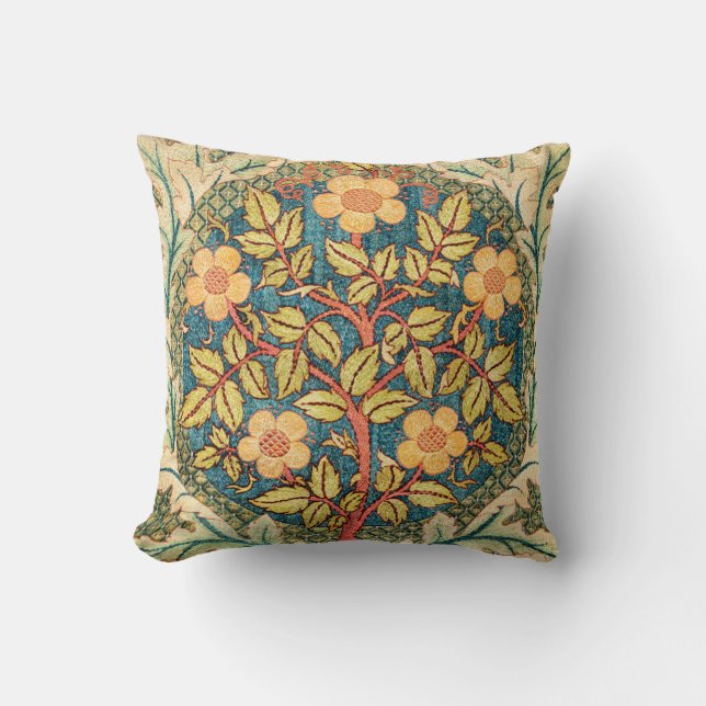 William Morris Rose Wreath Cushion (Front)