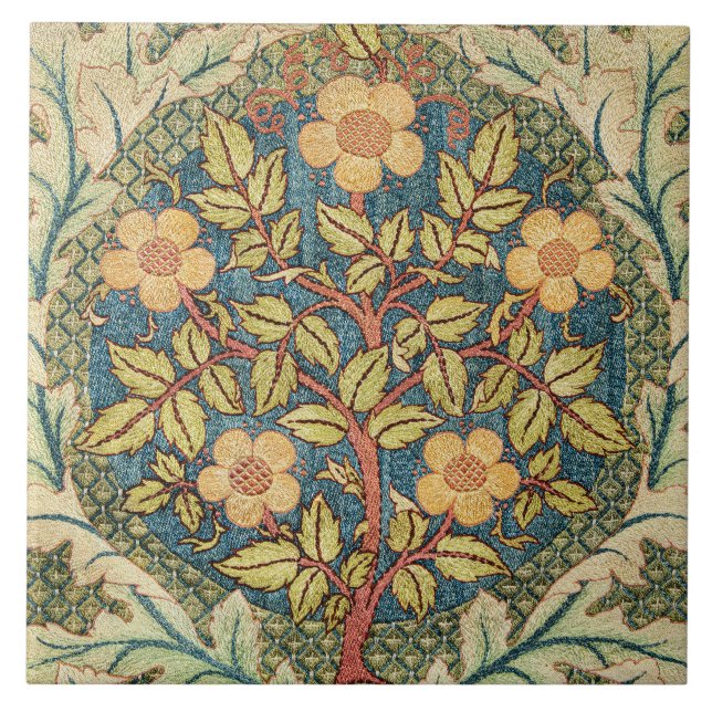 William Morris Rose Wreath Cushion Cover Classic Ceramic Tile (Front)
