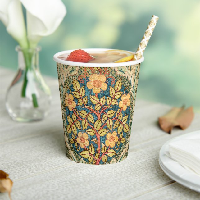 William Morris Rose Wreath Paper Cups (Insitu)