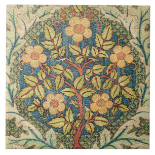 William Morris Rose Wreath Vintage Floral Art Ceramic Tile