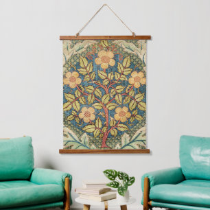 William Morris Rose Wreath Vintage Floral Art Hanging Tapestry