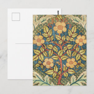William Morris Rose Wreath Vintage Floral Art Postcard