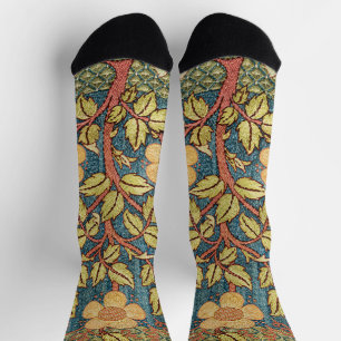 William Morris Rose Wreath Vintage Floral Art Socks