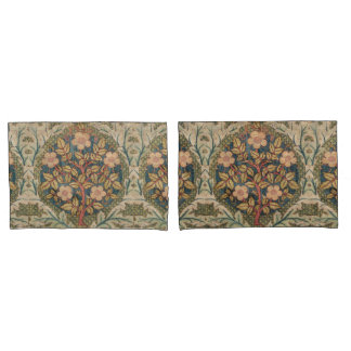 William Morris Rose Wreath Vintage Flowering Rose  Pillowcase
