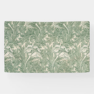 William Morris Sage Green Tulip Pattern: Vintage Banner