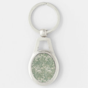 William Morris Sage Green Tulip Pattern: Vintage Key Ring
