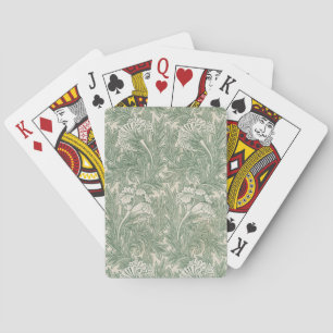 William Morris Sage Green Tulip Pattern: Vintage Playing Cards