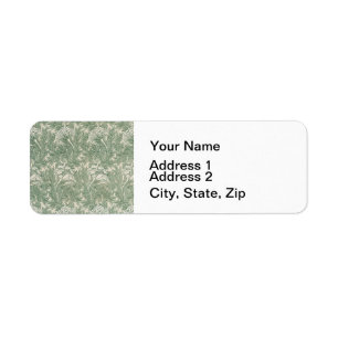 William Morris Sage Green Tulip Pattern: Vintage Return Address Label
