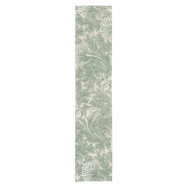 William Morris Sage Green Tulip Pattern: Vintage Short Table Runner (Front)