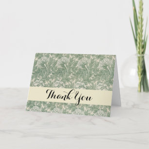 William Morris Sage Green Tulip Pattern: Vintage Thank You Card