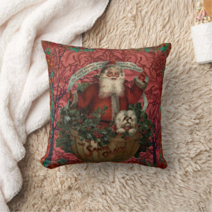 William * Morris Santa Claus Cranberry Burgundy Cushion