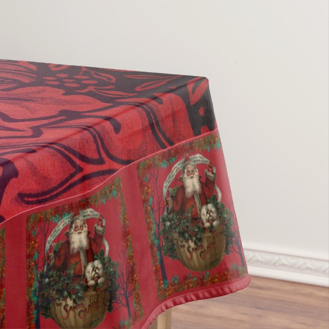 William * Morris  Santa Claus Cranberry Red Tablecloth (In Situ)