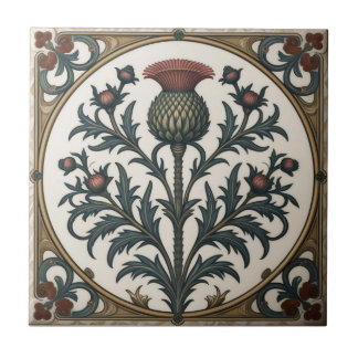 William Morris Scottish Thistle vintage floral  Ceramic Tile