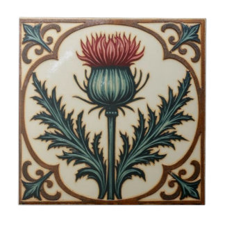 William Morris Scottish Thistle vintage floral  Ceramic Tile