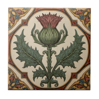 William Morris Scottish Thistle vintage floral  Ceramic Tile