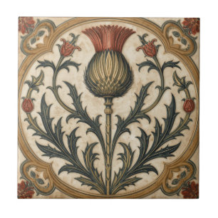 William Morris Scottish Thistle vintage floral  Ceramic Tile